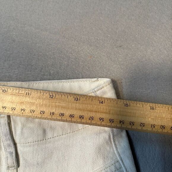 Free People Wide Leg Jeans Womens 30 Cream Ivory High Rise Denim Seam Accent - Picture 3 of 15